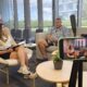 Президентът на БФВ Любомир Ганев дава интервю за репортера на Junior Sport Нина по време на видеозапис.
